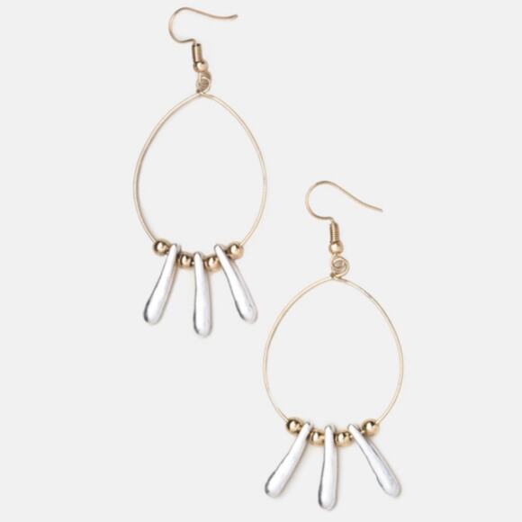 New Plunder “Jade” Mixed Metal Hoop Earrings - Picture 2 of 2